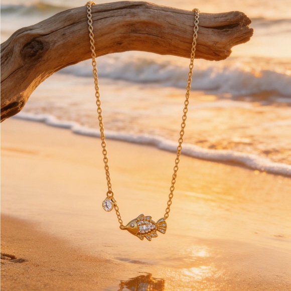 Fish 14K Gold Plated Necklace - Picture 2 of 4